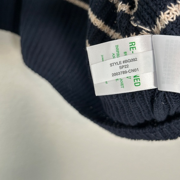 J. Crew women size XL relaxed collared sweater navy stripe cotton preppy - Picture 14 of 14